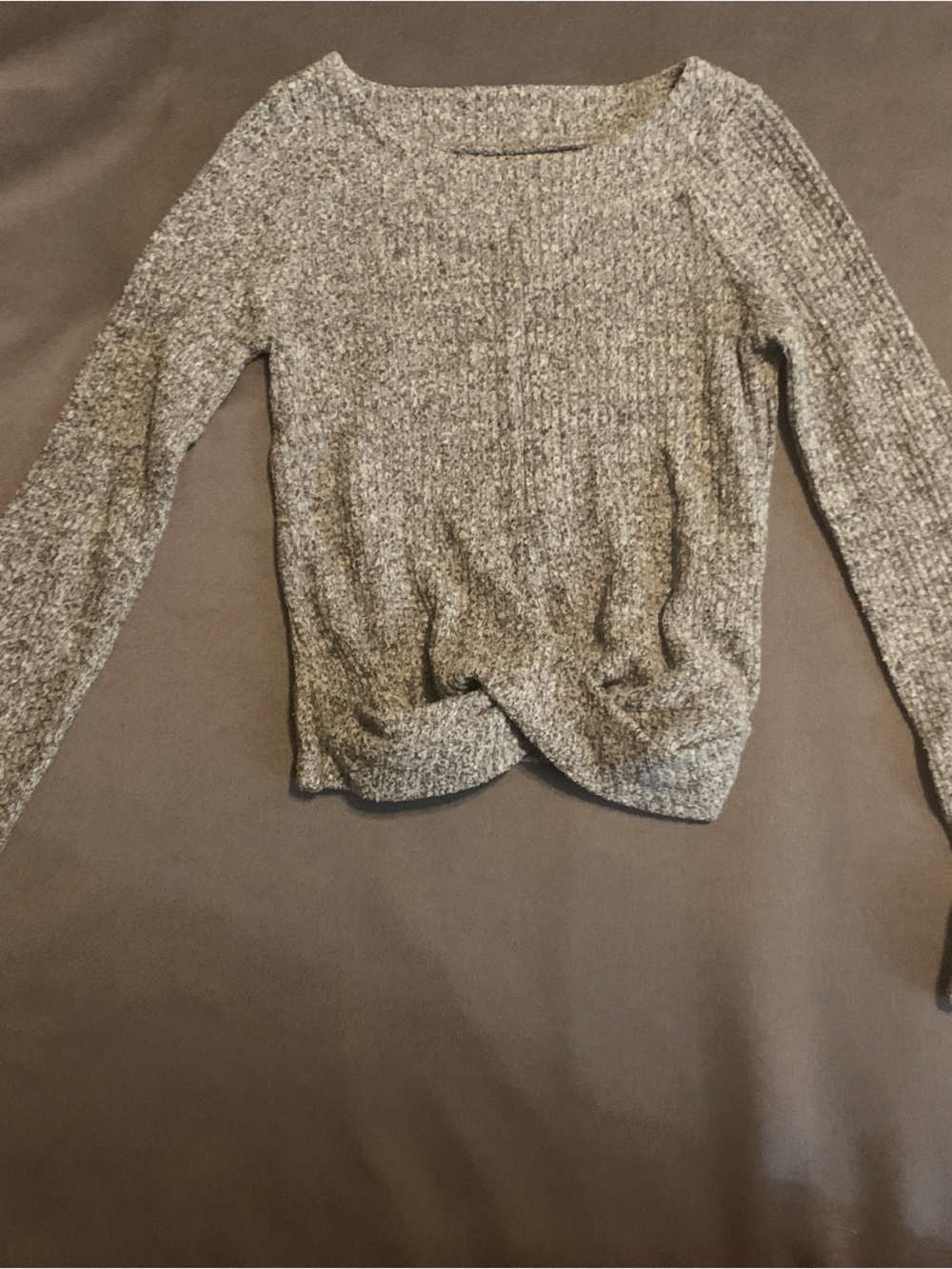 abercrombie girls 5/6 Heathered Cream Off-the-Shoulder Sweater